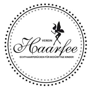 Verein Haarfee schwarz-weißes Logo mit dem Schriftzug Haarfee